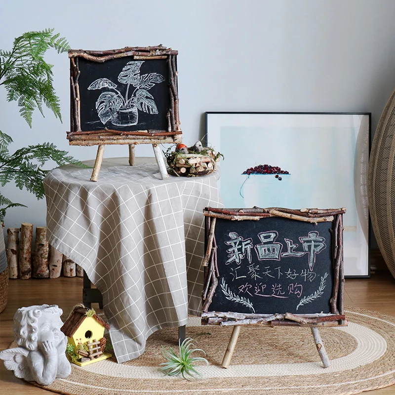 Birch bracket, small blackboard, note board, Mori kindergarten decoration ornament, cafe bar window shooting props
