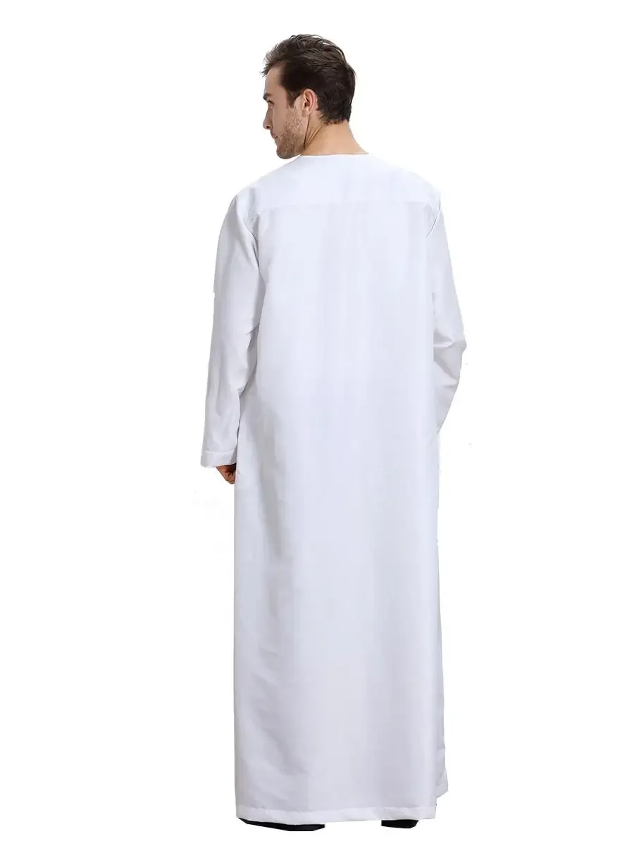 Muslimische Männer Casual Langarm Jubba Thobe Islamische Kleidung Ramadan Kaftan Robe Dubai Saudi Abaya Kaftan Jubah Kaftan Arabisches Kleid