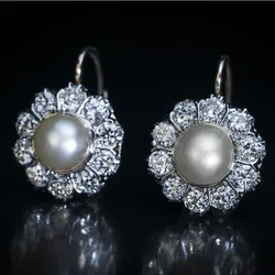 Exquisite Round Dangle Earrings Imitation Pearl Silver Color Earrings Women Jewelry