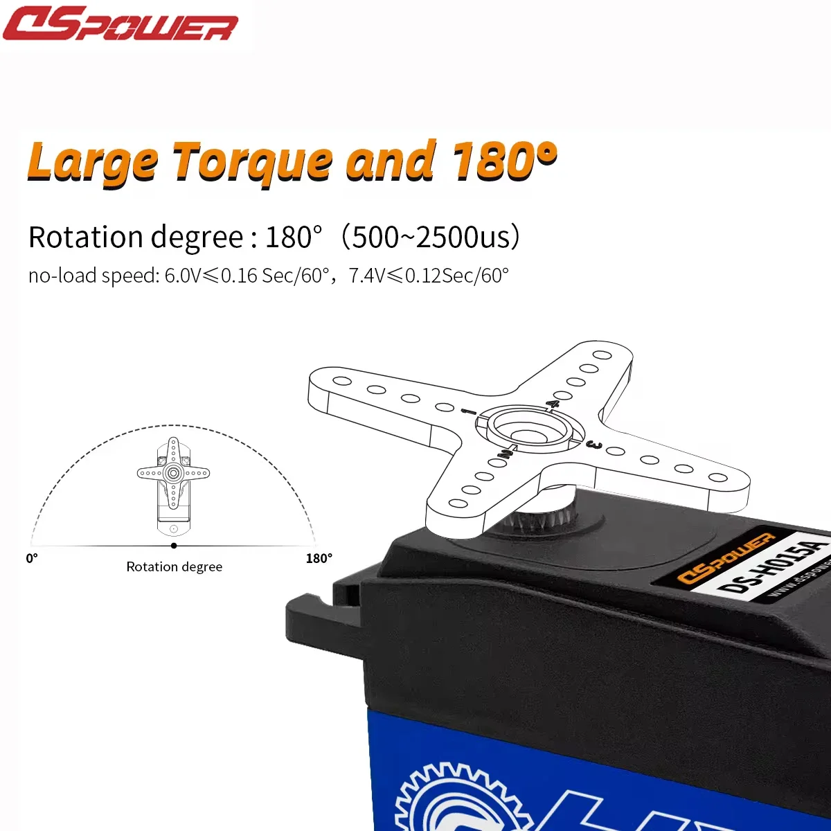DSpower impermeável alta velocidade Metal Gear, resposta rápida, servos digitais para 01:10 RC carro, avião, modelo robô, 15kg, 300 °