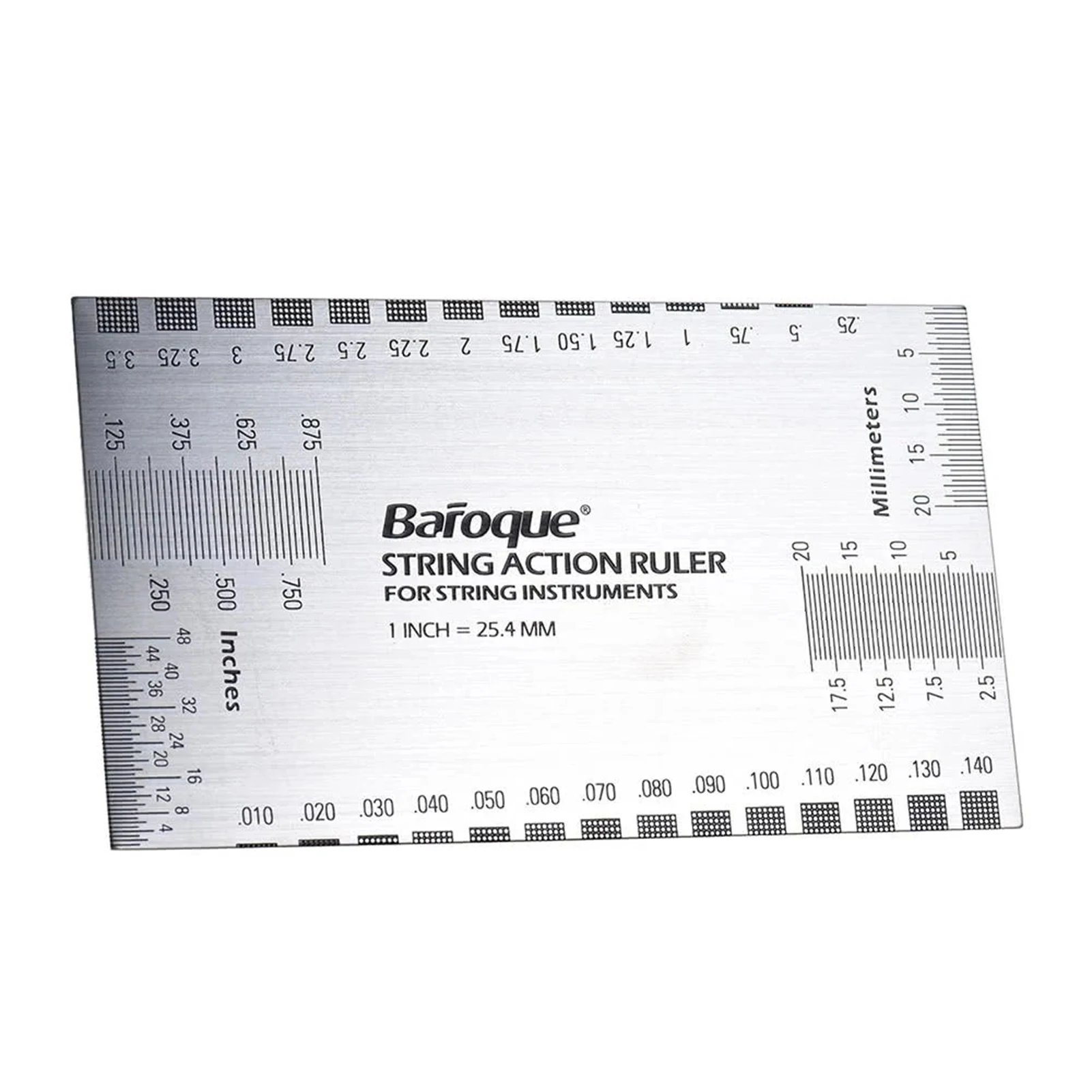 Baroque String Action Ruler Gauge Tool in/mm for Guitar Bass Mandolin Banjo