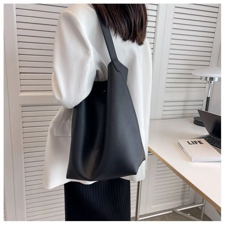 2piece/set Fashion Designer Pu Leather Women's Handbags Good Casual Ladies Tote Female Black Bucket Women Shoulder Crossbody Bag