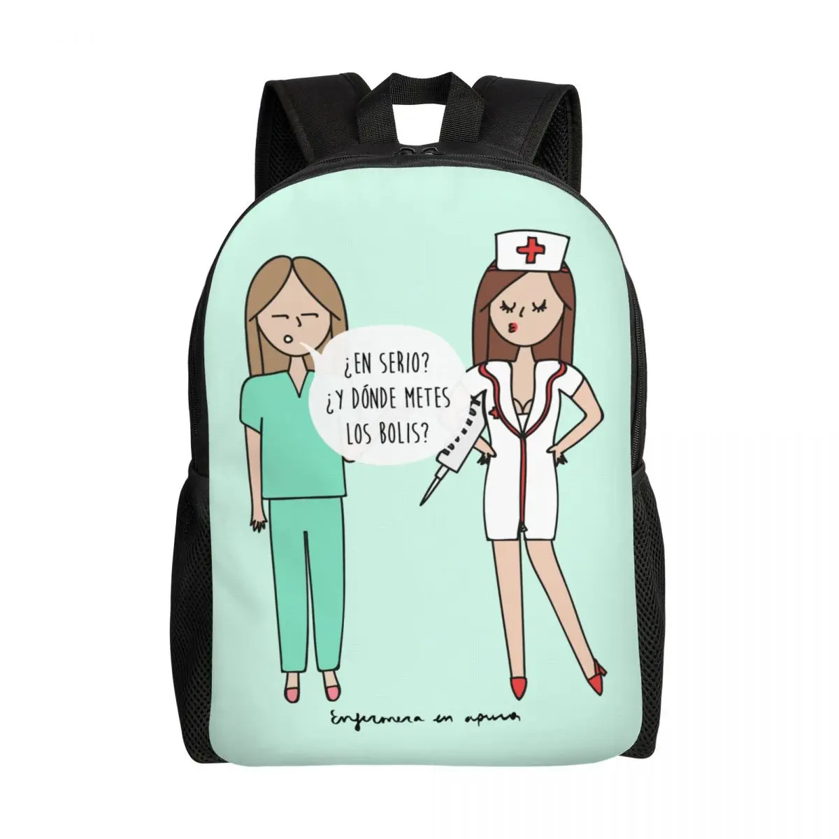 Cartoon Ladies Nurse Doctor Printed Backpack for Men Women College School Students Bookbag Fits 15 Inch Laptop Bags