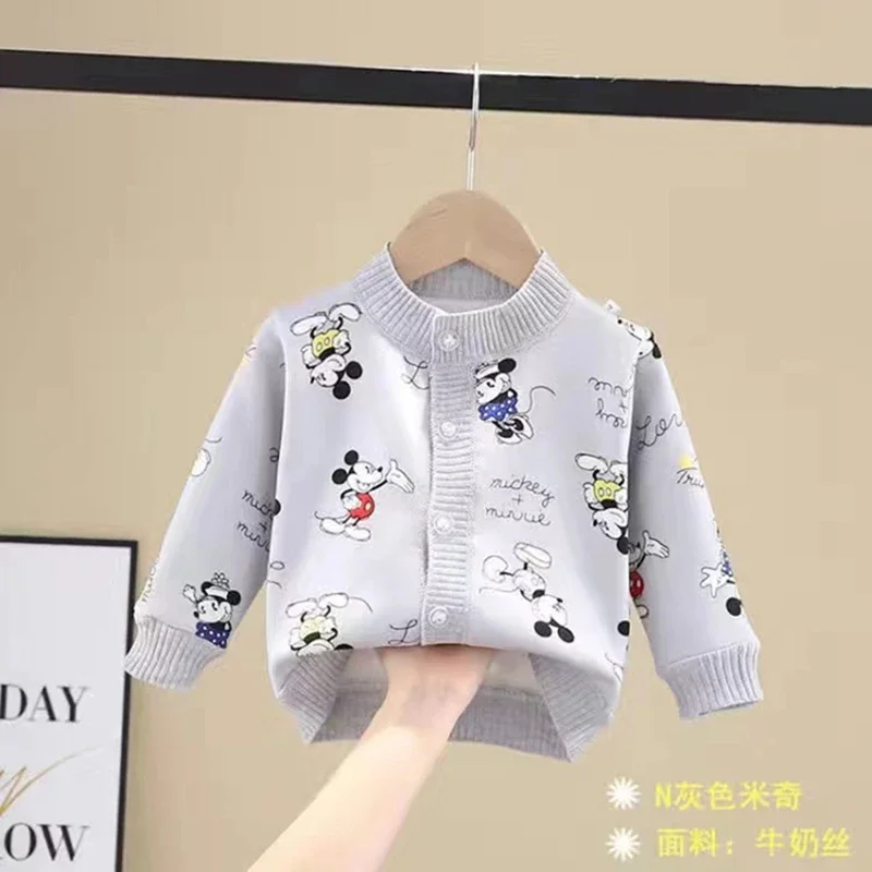 Baby Boys Knitted Sweater Spring Autumn Cartoon Mickey Mouse Donald Children Clothes Kids Girl Cardigan Infant Jacket Coat 0-3T