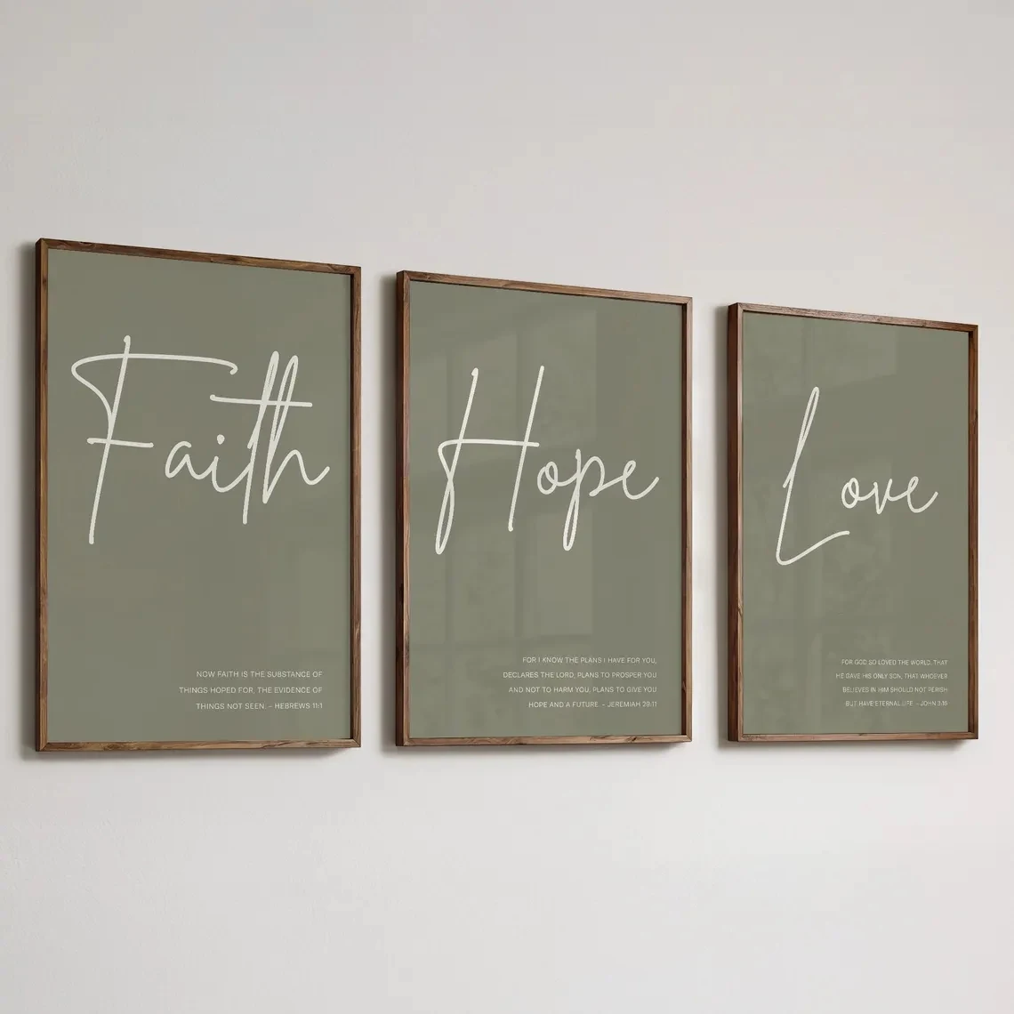 Modern Green Scripture Faith Hope Love ChristianWall Art Print Canvas Painting Poster Picture For Living Room Home Decor