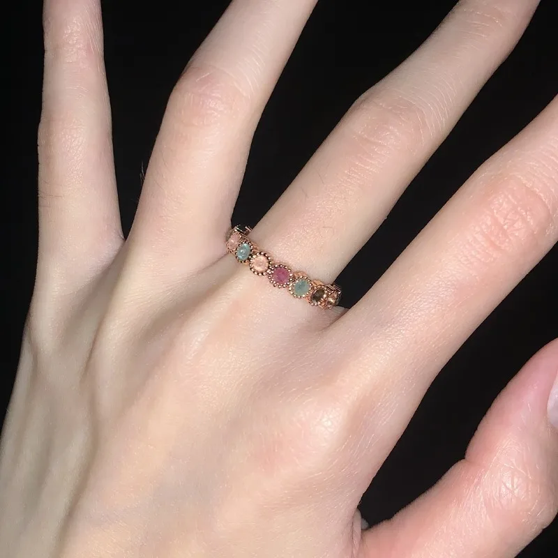 High‑End Rainbow Open Adjustable Statement Ring, Trendy Unique‑Designed Finger Jewelry for Women Dating Casual Decorations