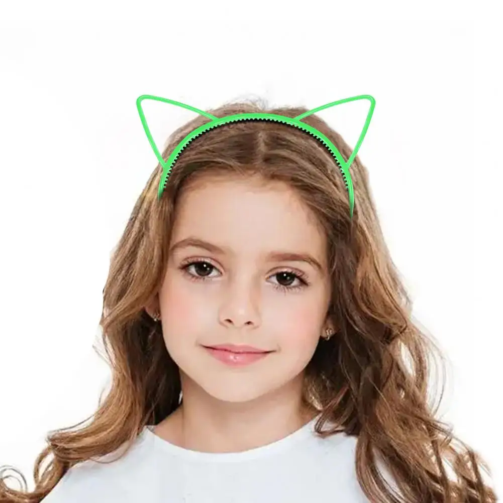 1 Pair Kids Plastic Resin Headband Glow In The Dark Cat Ear Hair Hoop Birthday Parties Cosplay Hair Accessory Обручка Для Волос