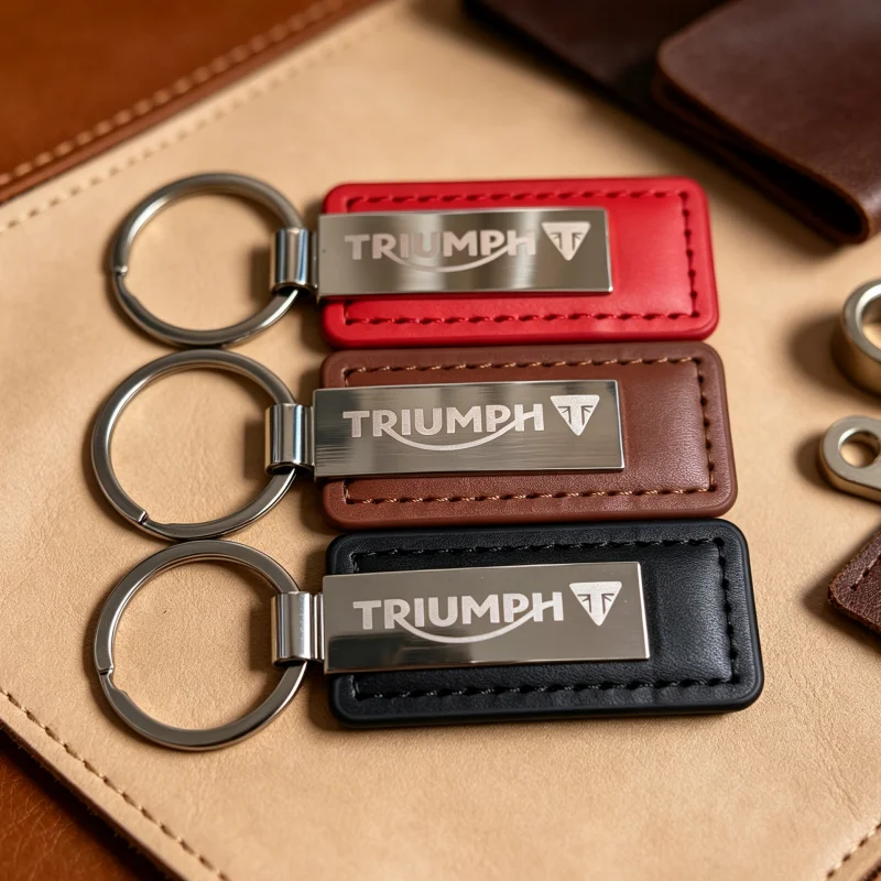 Motorcycle Keychain For Triumph Trident Sport Triple Tribute Tiger 900 1050 Triple 675 1050 Widget Ornaments  Leather Key Chain