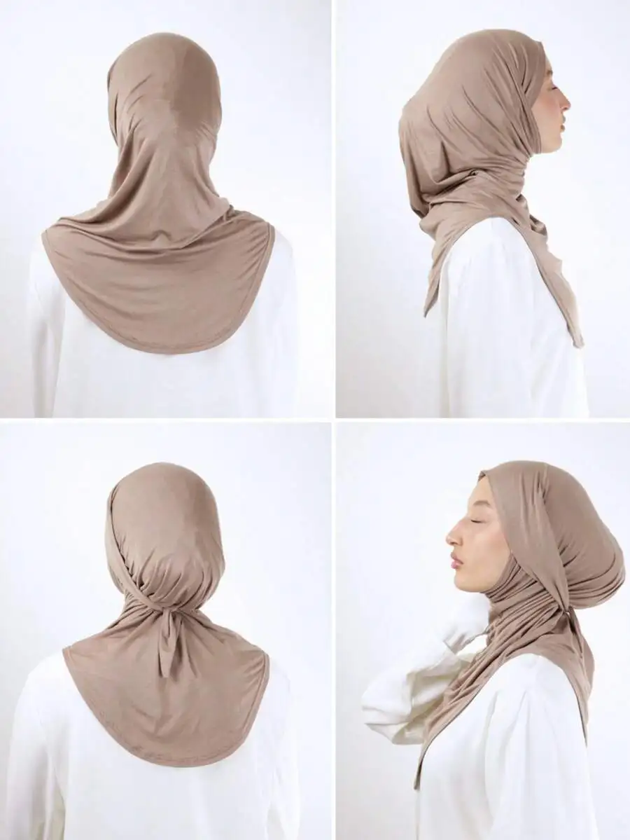 

Women Solid Color Balaclava Turban Cap With Drawstring Elastic Headband Breathable Comfortable For Daily Sports Yoga Fitness