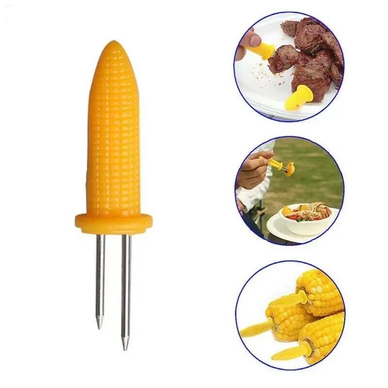 6PCS Stainless Steel Corn Barbecue Pin Barbecue Stick Barbecue Tool Accessories Outdoor Camping Barbecue Fork Fruit Fork