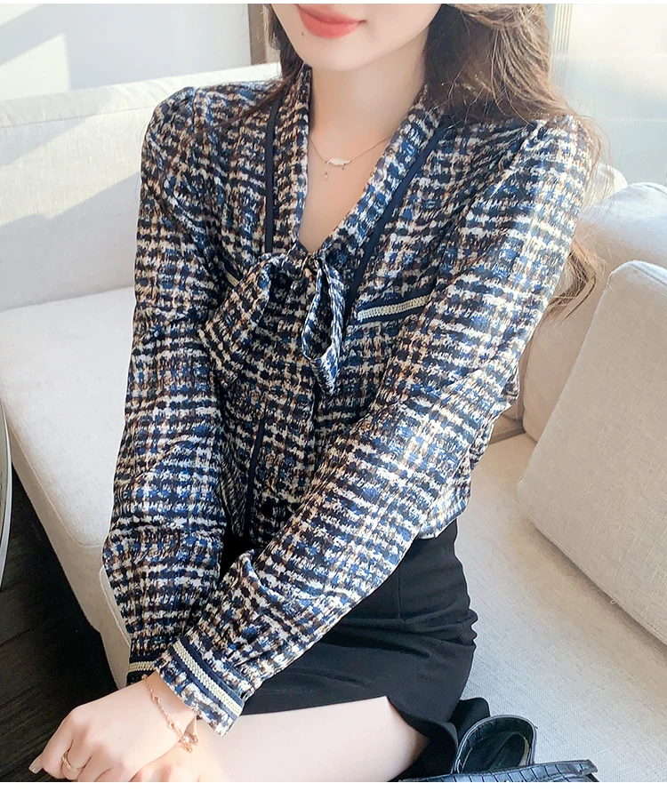 FANIECES Bow Women Shirt Fashion Print Long Sleeve Elegant Office Lady Satin Blouse Pullover Autumn Tops High Quality Blusas