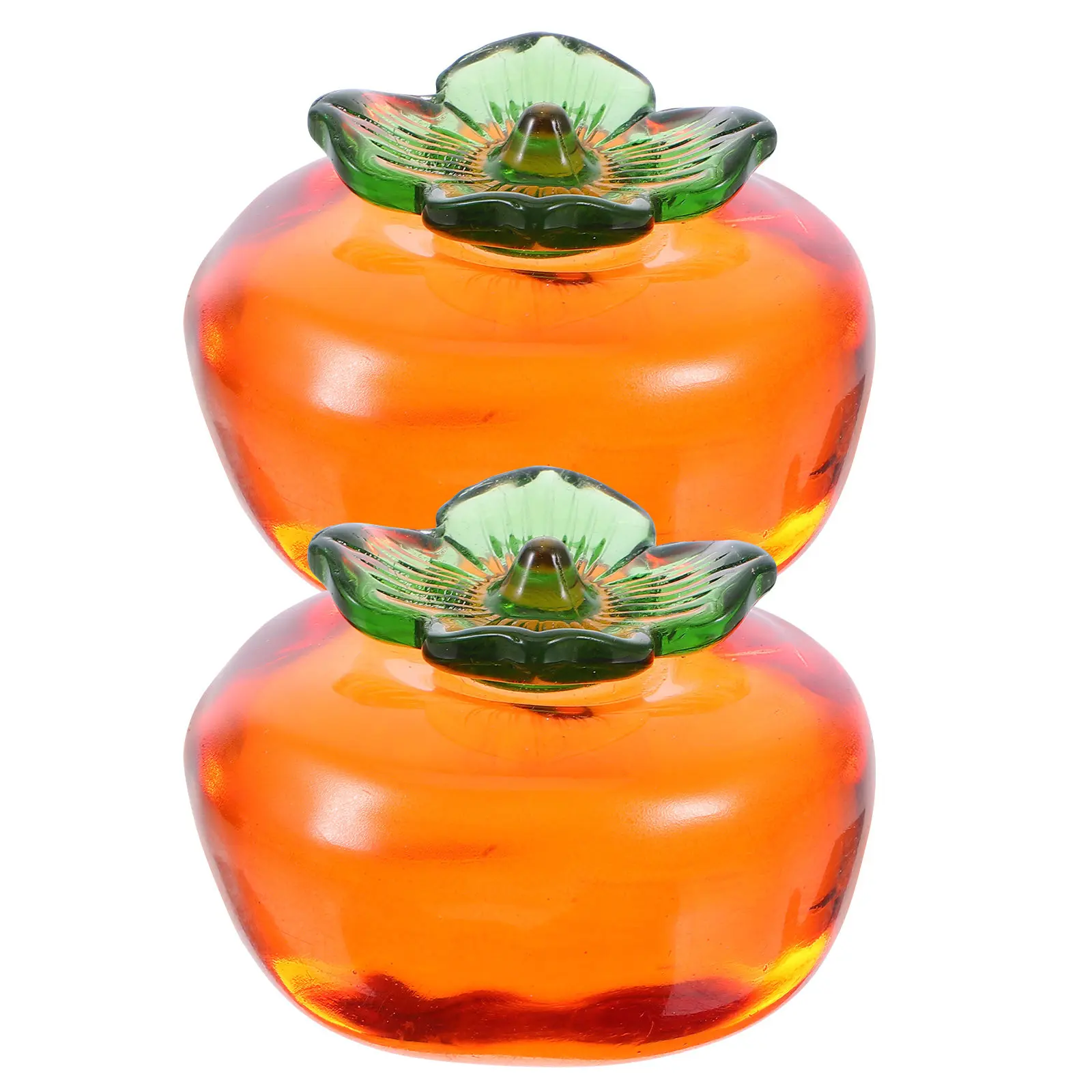 2Pcs Realistic Persimmon Paperweight Crystal Heavy Decorative Office Desk Paperweights for Calligraphy Sewing Fabric Cutting