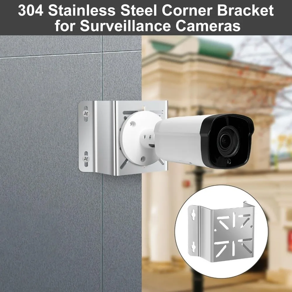 Stainless Steel Outdoor Wall Bracket Wall-mounted Silver Corner Mounting Bracket Camera Support for S340 Eufy 360 Floodlight Cam