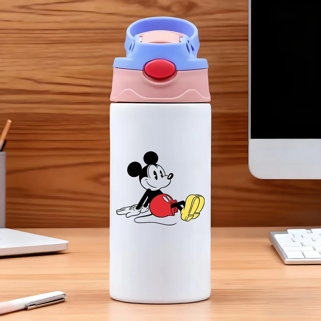 

Disney Classic Mickey Mouse Vacuum Cup - Black Background 304 Stainless Steel Cartoon Straw Children's Water Cup New Year's Gift