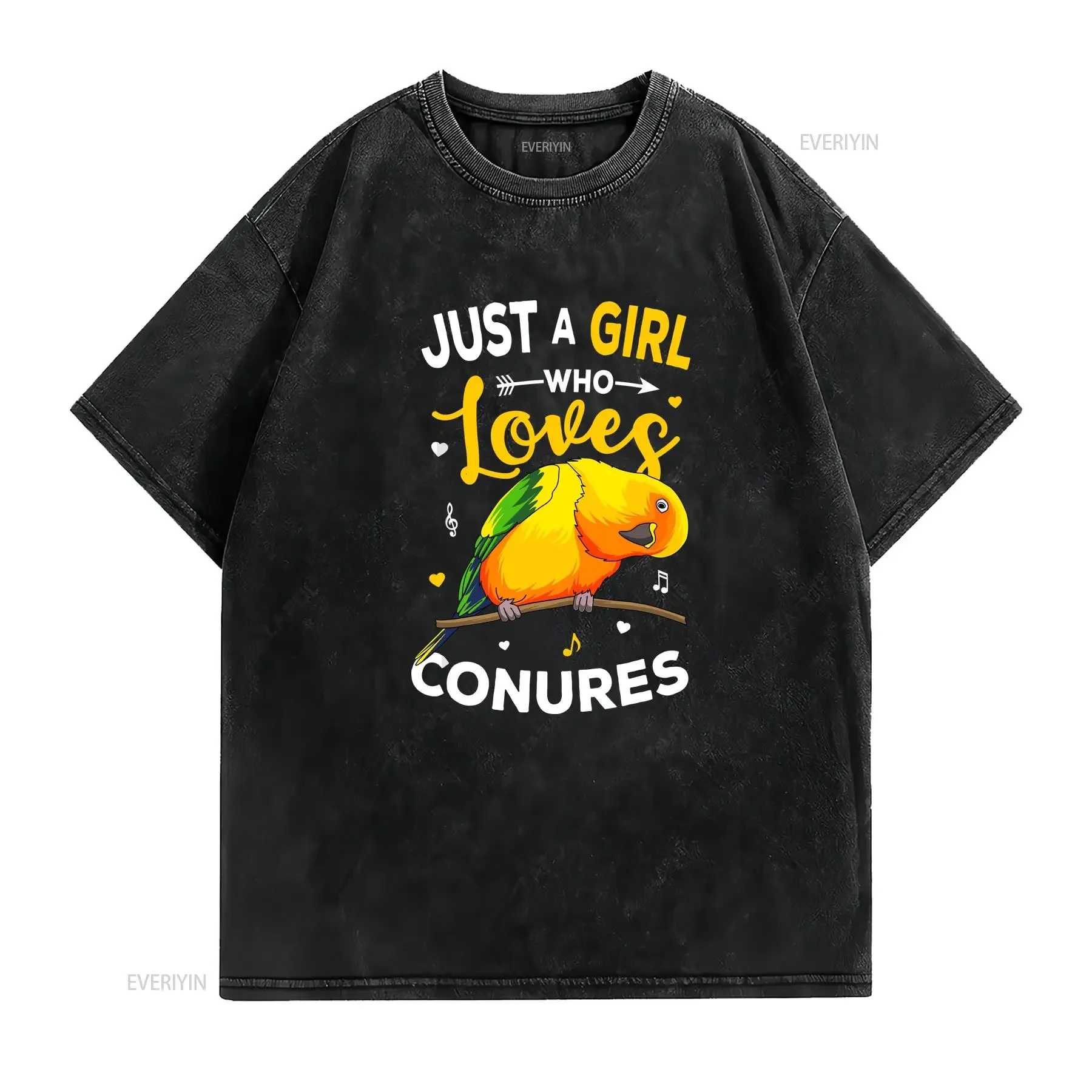 Sun Conure Just A Girl Who Loves Conures Parrot Lover Women T Shirt vintage Washed designer clothes Comfortable Stylish homme