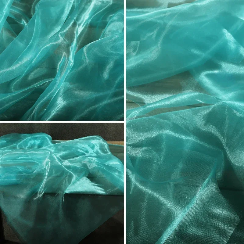 Liquid Texture Transparent Yarn Water Light Yarn Collection Reflective Fabric High Gloss Wedding Dress Designer Fabric