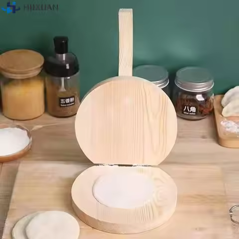 Home Quick Easy Dumpling Skin Presser Solid Wood Dough Press Tool Dumpling Wrapper Skin Making Mold Kitchen Pastry Baking Tools