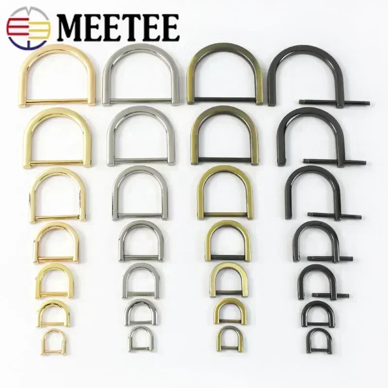 meetee 5/10Pcs 10-38mm Metal Buckle D Ring Detachable Screw Clasp for Bags Strap Keyring Hang Hook Connect Buckles Accessories