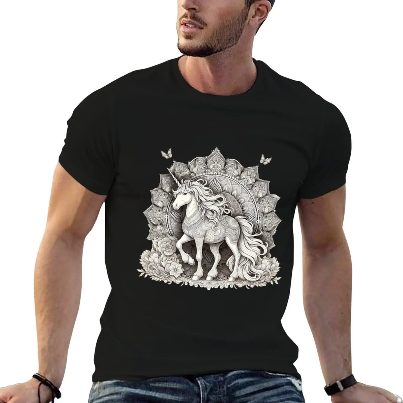 Unique Charm T-Shirt hippie clothes custom shirt animal prinfor boys vintage graphic tee Men's clothing