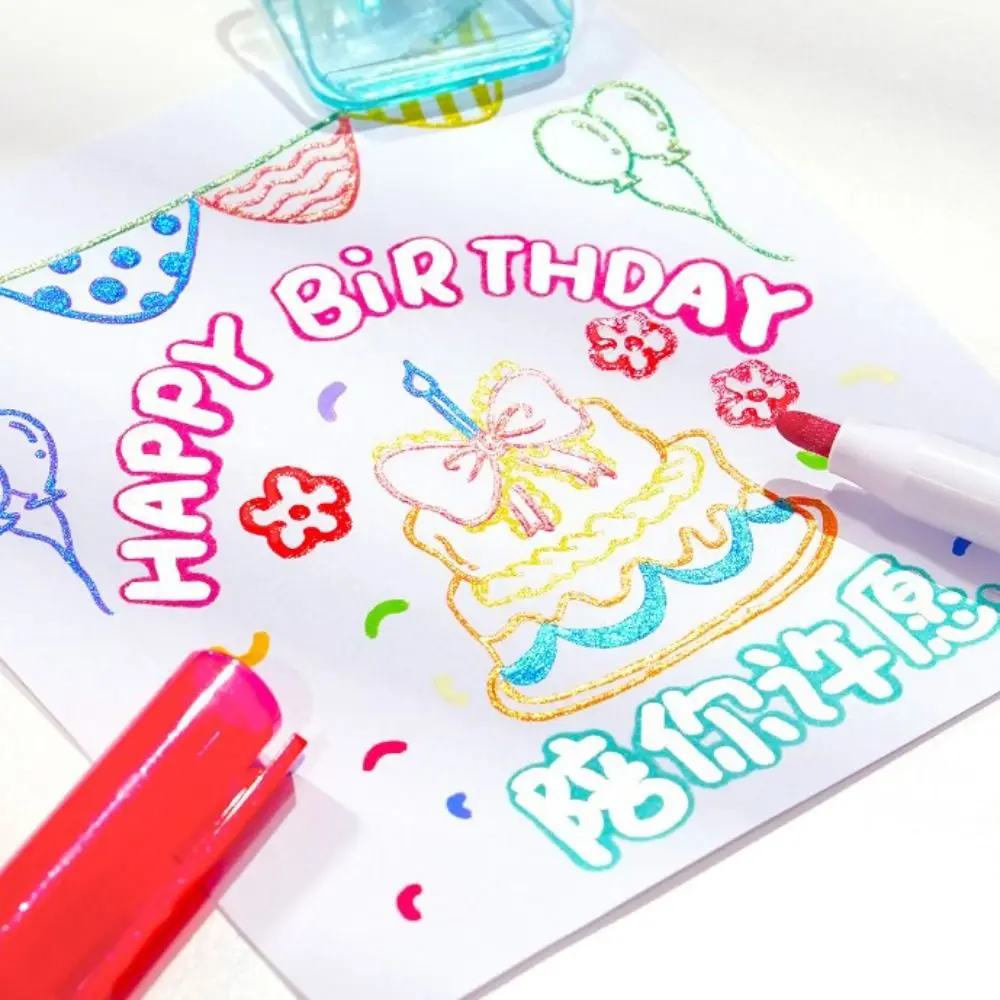 Drawing Set DIY Double Line Contour Pen Safe Non-toxic Coloring Markers Graffiti Friendly Colorful Watercolor Pen Students