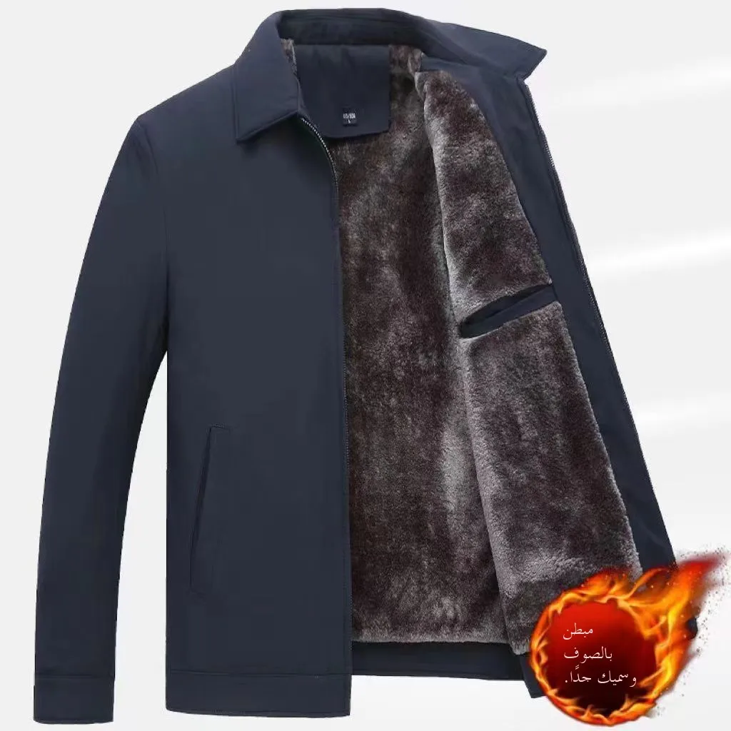 Novo Casaco de Inverno Masculino Casual 2025 com Forro de Lã Espo, Casaco para Pais de Idade Média e Idosos, Roupas de A...