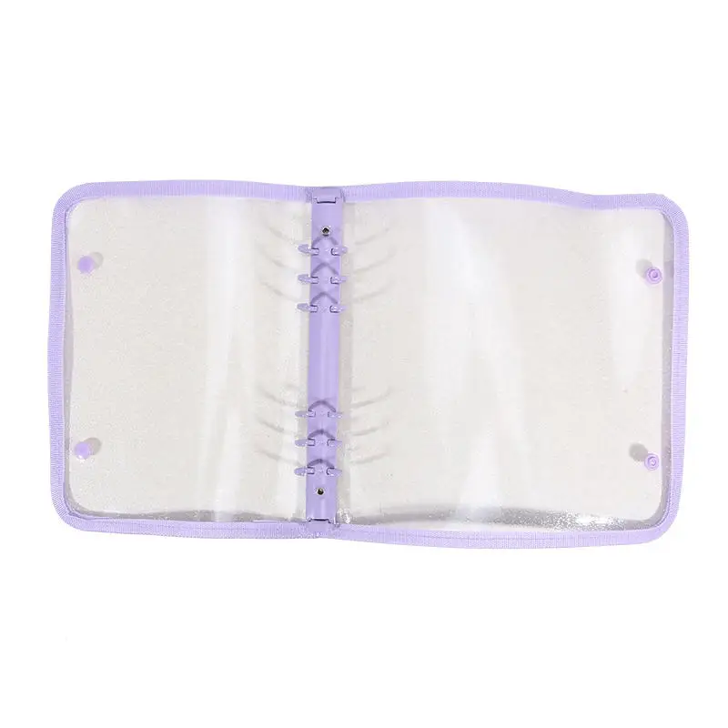 A5 غلاف دفتر أوراق فضفاضة مع ألوان متعددة شفافة مزدوجة أبازيم 6 فتحات بطاقة صغيرة بولارويد ألبوم صور حقيبة للتخزين