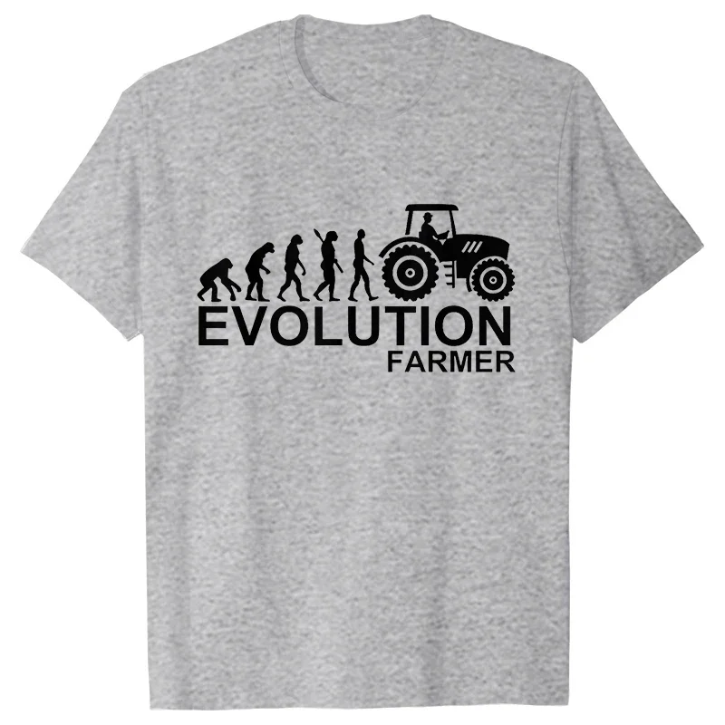 Farmer Evolution T Shirt Men Funny Farming Tractor Graphic Y2k Tops Streetwear Hip Hop Short Sleeve Tees Mens Oversized Clothing