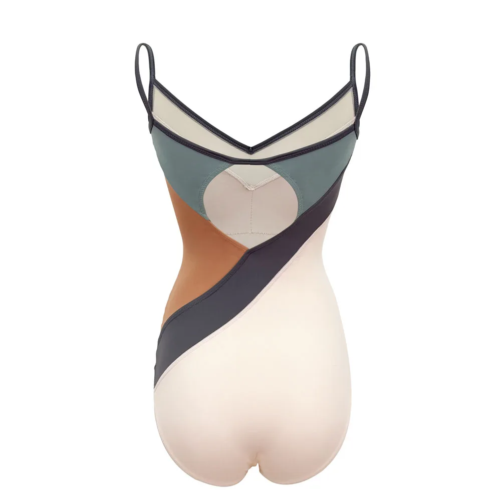 Leotardos de Ballet para mujer, traje de baile sin mangas con bloques de Color, Leotardos de gimnasia para adultos, Ropa de baile de Ballet para actuación