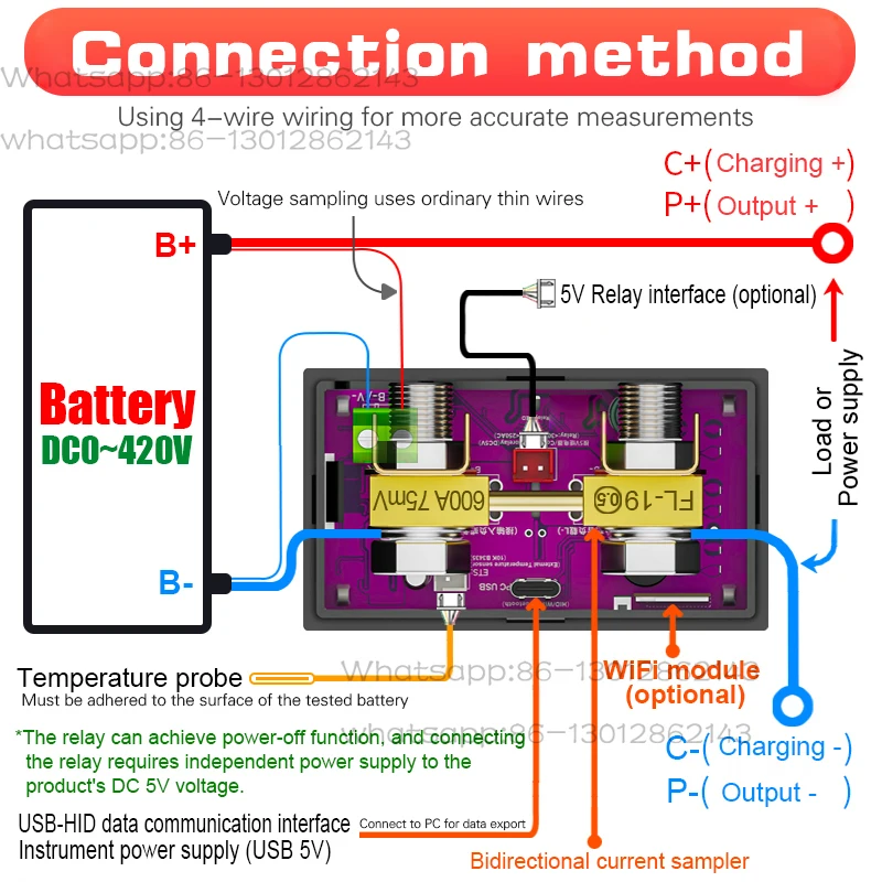 0-420V WiFi Intelligent Lithium Battery Capacity Tester DC Display Digital Current Voltage Coulombic Power Meter DT20W
