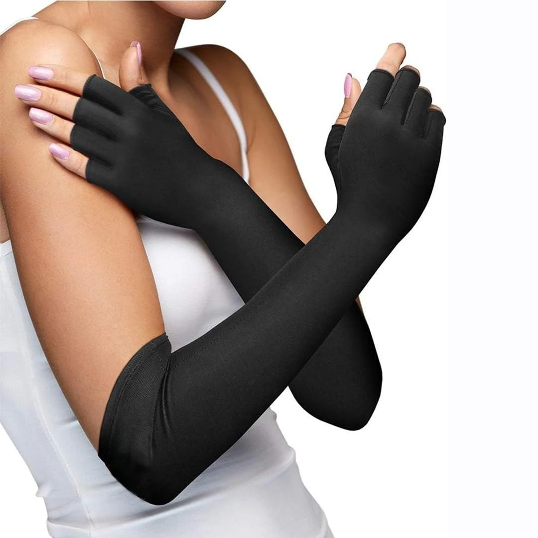 

Copper Compression Long Arthritis Pain Relief Gloves-Infused Orthopedic Fingerless Hand Brace Women&Men-Carpal Tunnel,Typing,RSI