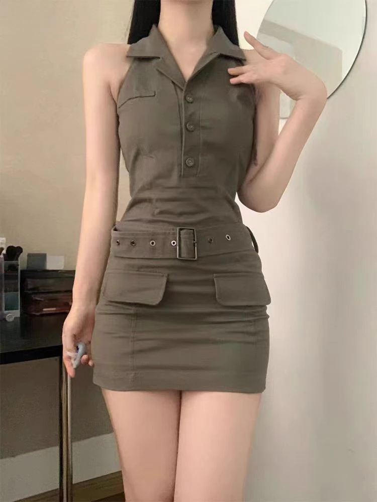 2024 Summer Sexy Slim Mini Dress Office Lady Causal Sleeveless Dress Women Evening Party Y2k Elegant Dress Korean Fashion Chic