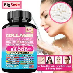 Hydrolyzed Collagen Capsules,Hyaluronic Acid, Biotin,Vitamins,Supports Healthy Skin Joints Hair Nails,NAD+ Supplement for Women