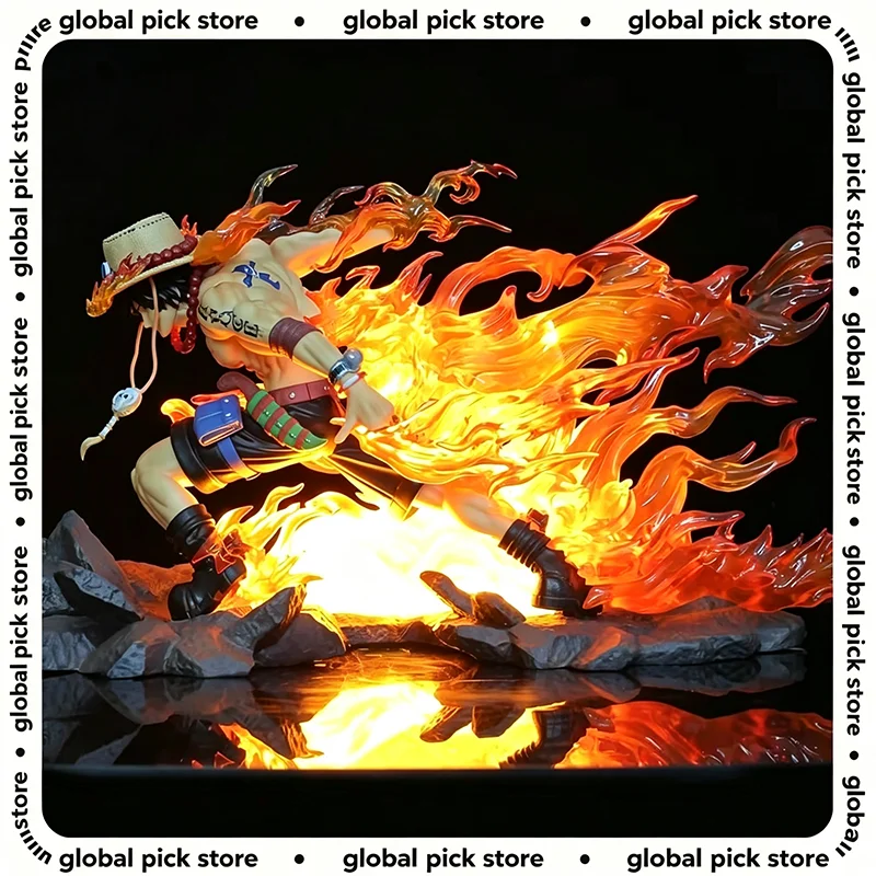 

Anime One Piece 24cm Anime Figure Portgas D Ace Peripheral Scene Statue Emit Light Model Desktop Ornaments Birthday Gifts Toys