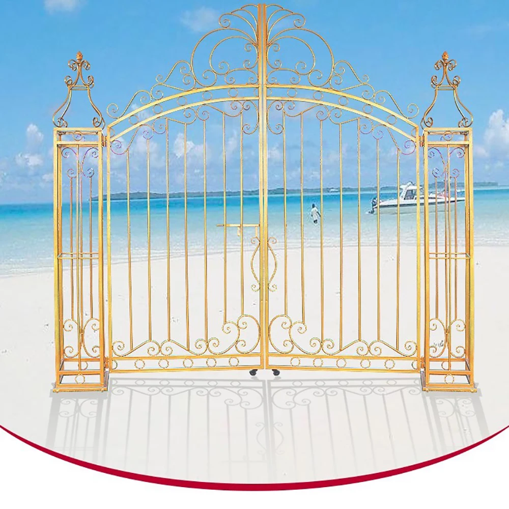 

Popular Selling Iron Gold Wedding Hall Props Decoration Entrance Metal Gate Backdrop for Event Party Decoration