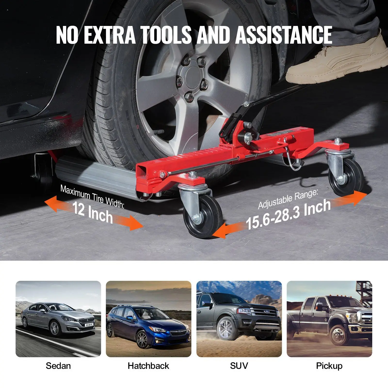 Wheel Dolly Heavy Duty Vehicle Positioning Tyre Jack Car Lifter 1500 Lbs