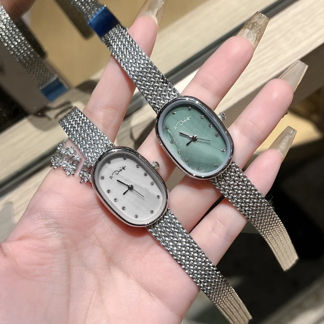 Новые модные женские часы, роскошные простые овальные циферблаты со стразами, женские кварцевые часы, маленькие изысканные наручные часы, подарок, Reloj Mujer