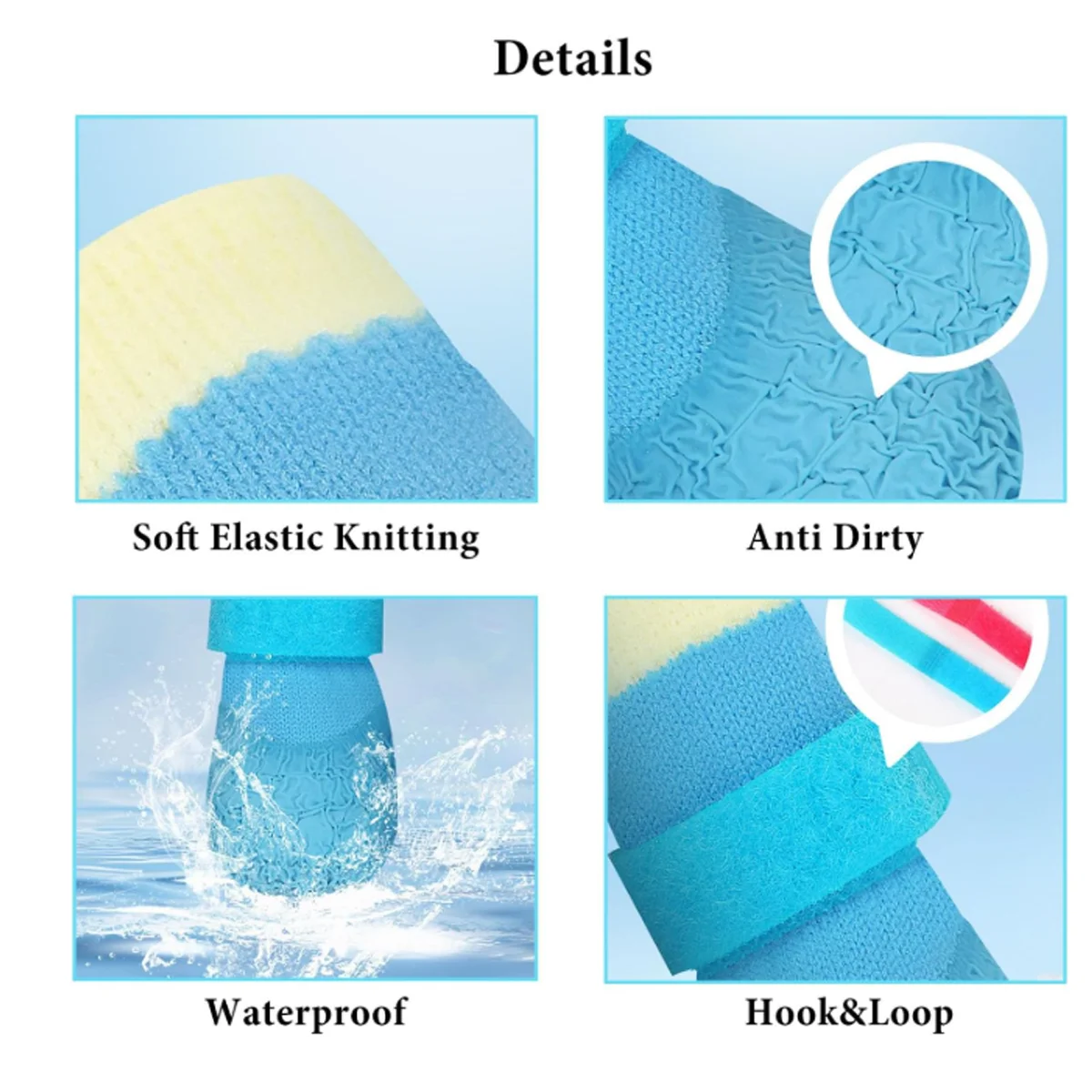4 Pcs Waterproof Anti-slip Dog Socks, Suitable For Dogs & Cats Indoor Outdoor Wear Designed For Don't Like Shoes And Older Pets view 6