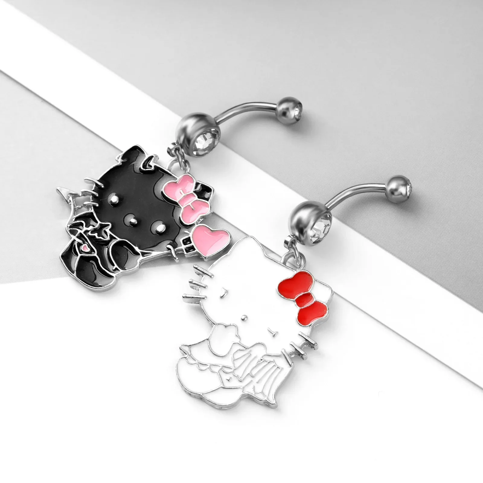 1PCS Cute Cartoon HelloKittys Kuromi My Melody Cinnamoroll Belly Button Ring Navel Piercing Ring Body Jewelry