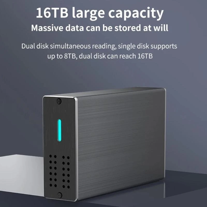 

Док-станция для алюминиевых жестких дисков USB с двойным отсеком, внешний док-ридер для жестких дисков для 2,5-дюймовых HDD