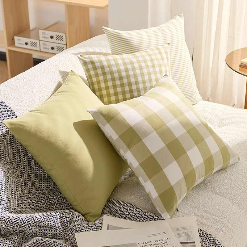 Farmhouse Green Buffalo Check Plaid Throw Pillow Covers 30x50cm 45x45cm 50x50cm Gingham Lumbar Cushion Cover Pillowcase Gift
