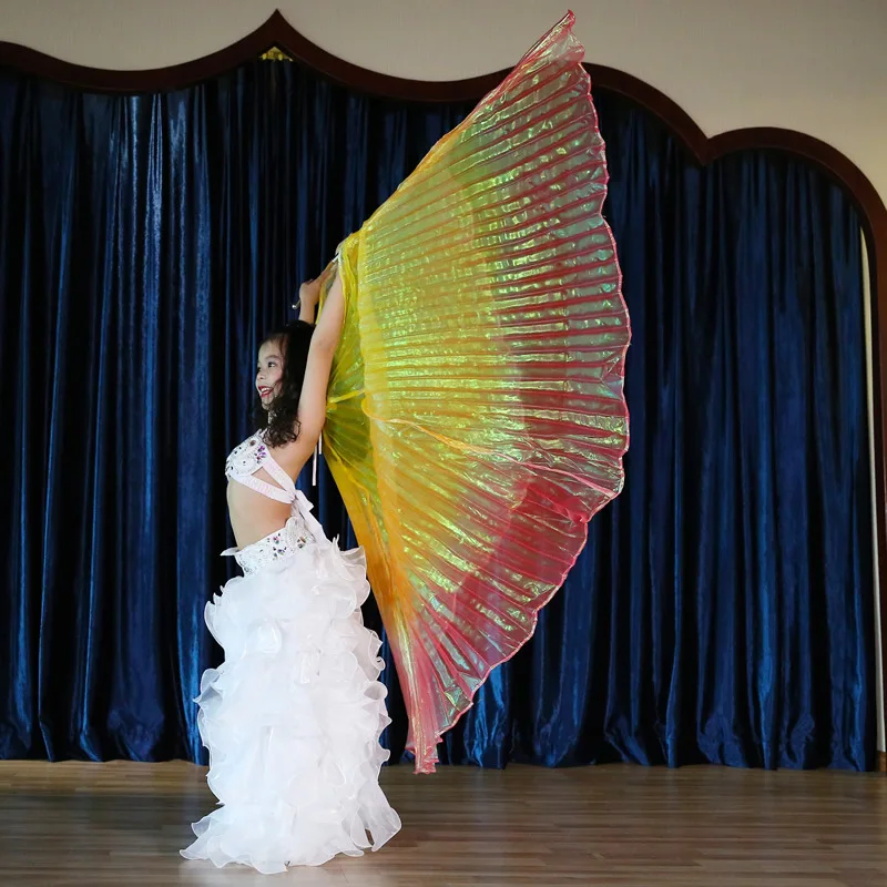 Asas coloridas para dança do ventre infantil, asas tricolor, asas coloridas para dança do ventre, adereços para palco de dança do ventre, asas sem divisão