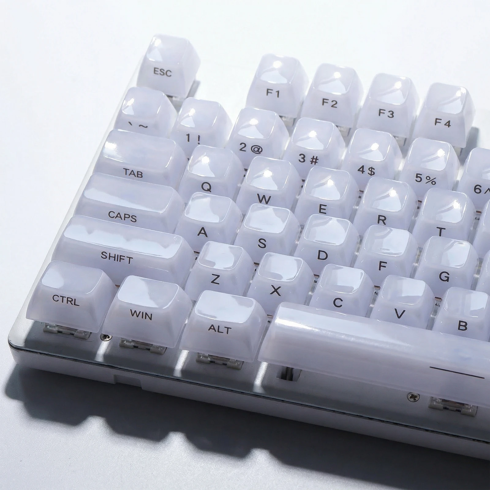 119 Keys Ice Crystal Fog White Keycaps PC Material MDA Profile Side Lettering for Keyboard