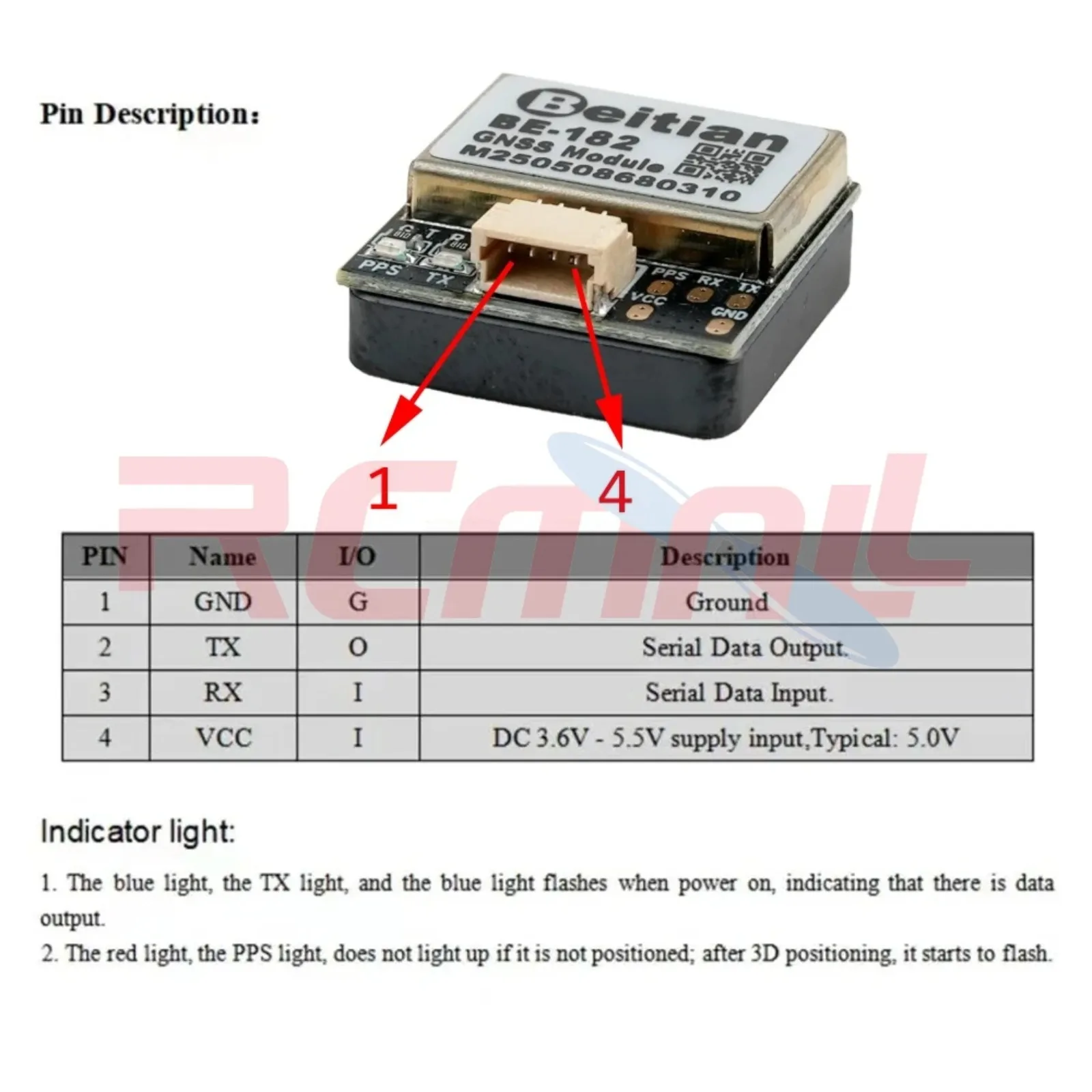 وحدة Beitian BE-357 GPS بروتوكول مزدوج للتحكم في الطيران في الطائرة بدون طيار FPV والإنقاذ ذو الجناح الثابت (1/2/4 قطعة)