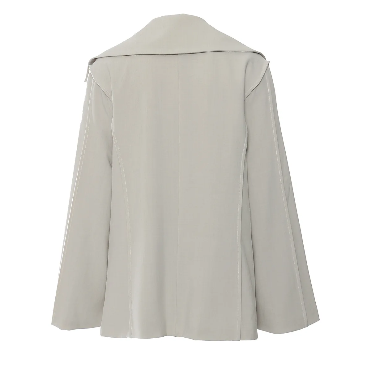 Autumn Women's Loose-Fit Blazer Coat with Waist Drawstring Tailored Sailor collar Long Sleeve Solid Color Blazer for Office