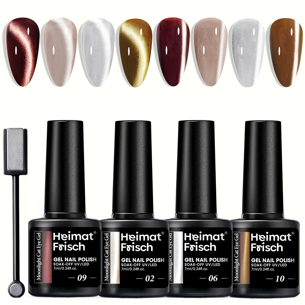 

4pcs Crescent Moon Cat Eye Magnetic Nail Gel Set with Magnet, Semi Permanent Nail Art Immersion Nail Salon DIY Nail Salon Gel.