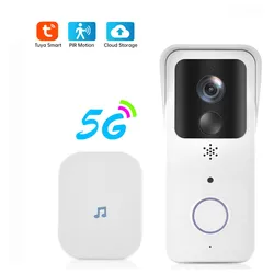 2MP 1080P 5G Tuya Battery Power WIFI IP Doorbell Visual Video Door Phone Long Time Standby Intercom Door Entry Peephole Viewer