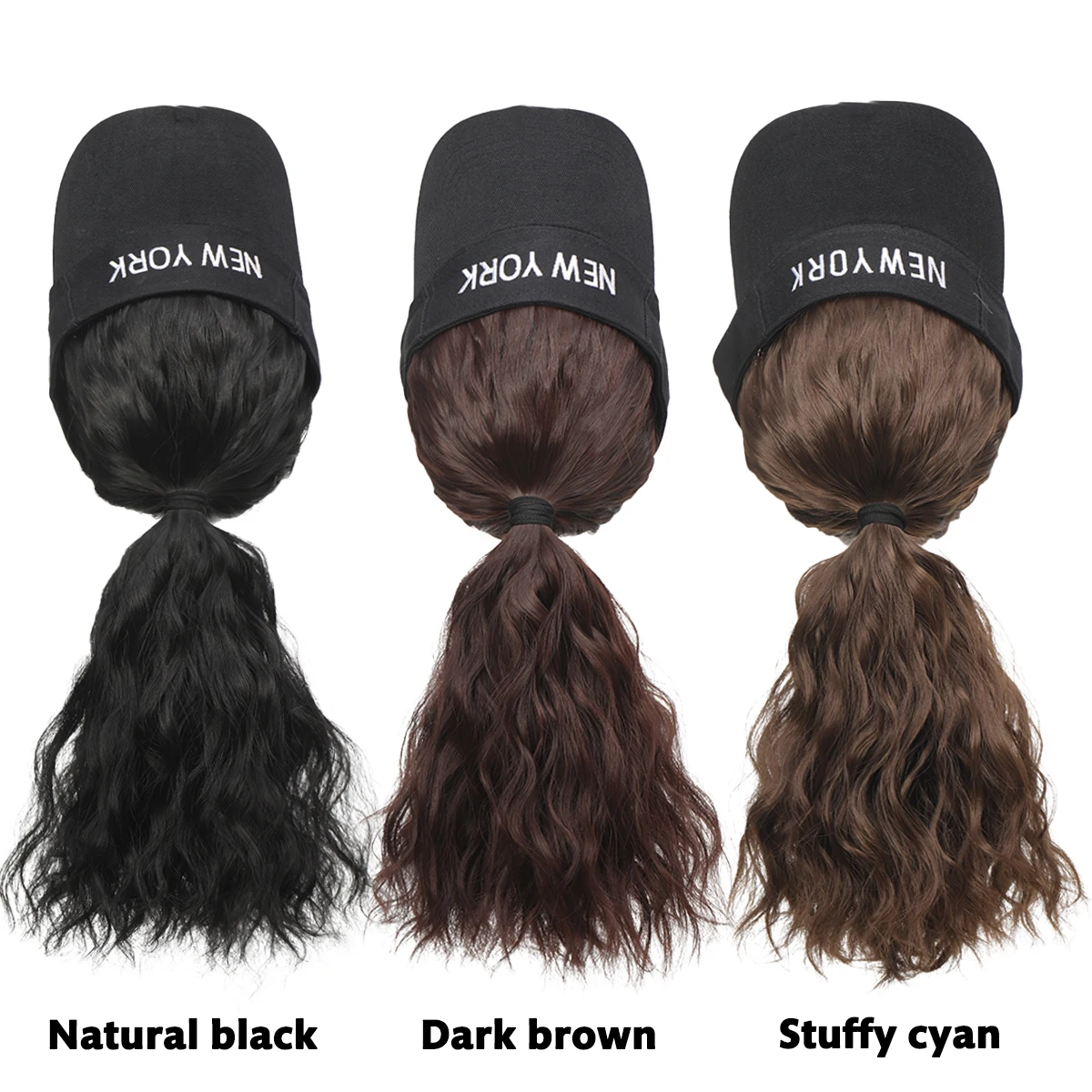 Wig topi atas kosong sintetis topi matahari kepala wanita keriting alami wig tahan panas ekstensi rambut keriting keriting afro