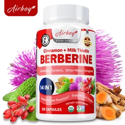 Berberine Capsules - with Ceylon Cinnamon, Milk Thistle - Supports Heart Health Immune System Liver Health Digestion Health