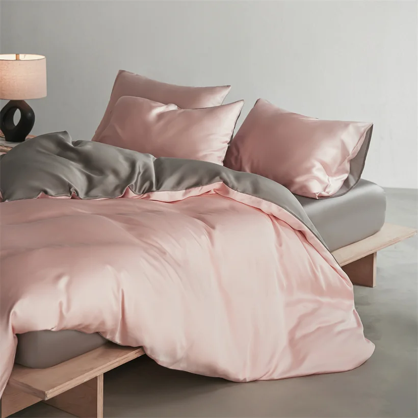 22mm Mulberry Silk Bedding Set Luxury Smooth Duvet Cover Set with Quilt Cover Bed Sheet Pillowcase for Twin Full King Queen Bed