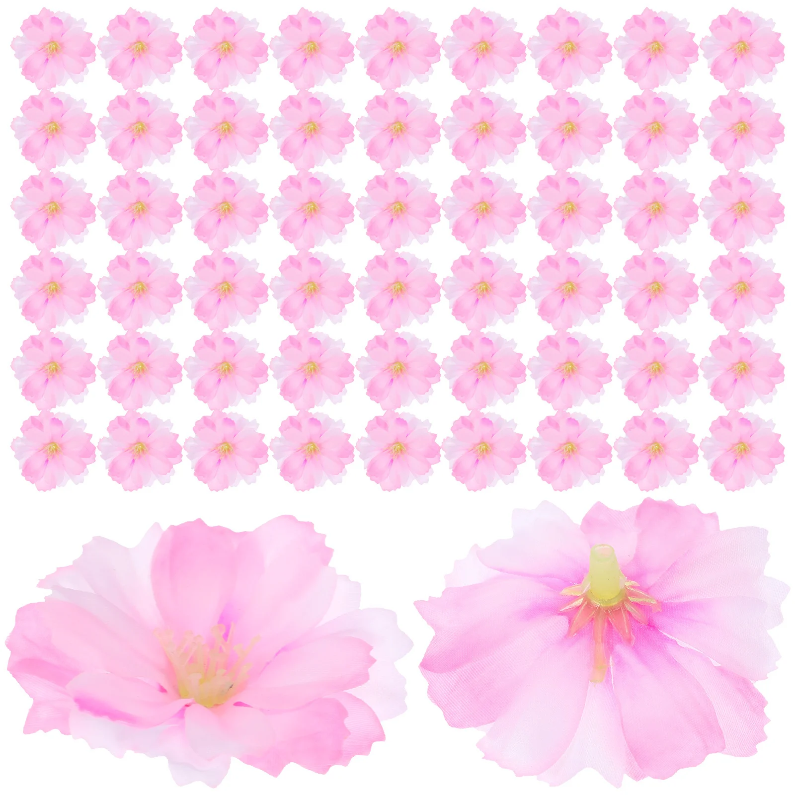 100 قطعة رؤوس زهور اصطناعية مزخرفة من البلاستيك الحريري زهور صغيرة للحرف اليدوية ديكور زهور صغيرة لرؤوس الزهور اليدوية